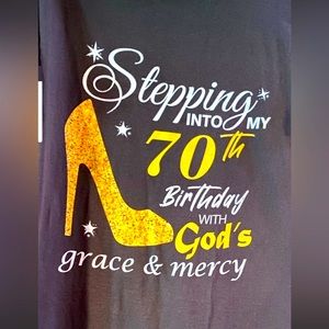 70 Birthday T Shirt Black New size L cotton